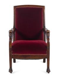 A Continental Carved Walnut Armchair