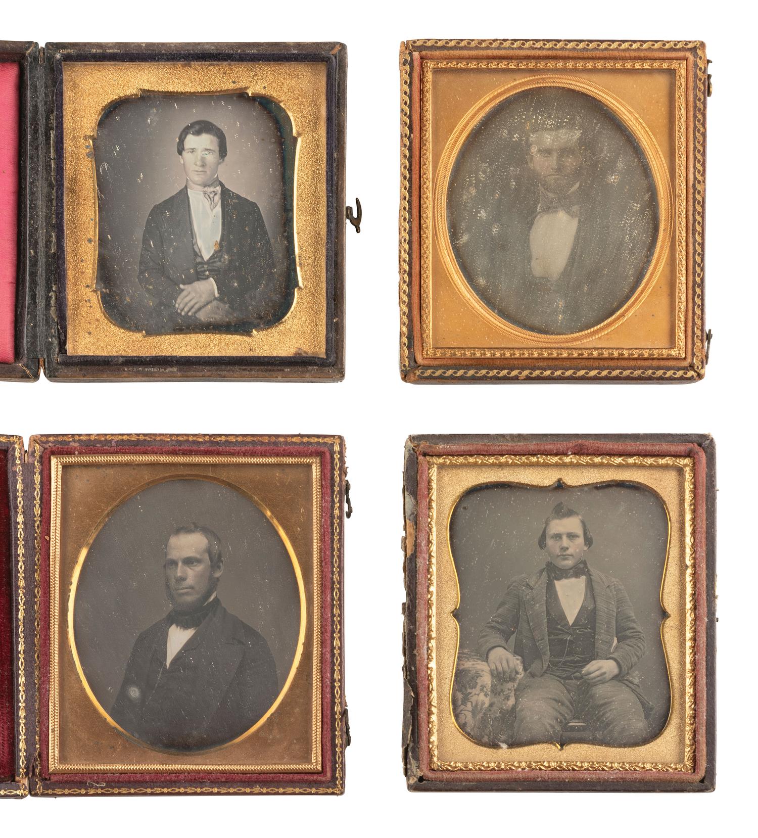 [EARLY PHOTO] 27 sixth plate daguerreotypes of young and middle-aged men, incl. magic bordered image
