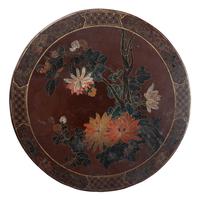 A Pair of Chinese Brown Ground Polychrome Painted Flower Stands