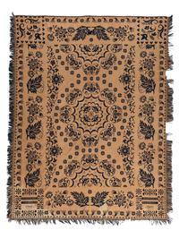 A Flower, Heart and Grape Pattern Jacquard Coverlet