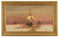 Ship in Boston Harbor Near Narrows (Bug) Light , 1881