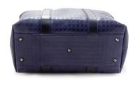 A Salvatore Ferragamo Navy Logo Embossed Leather Tote Bag, 11"H x 15"W x 7.25"D; Strap drop: 8".