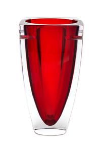 Waterford, a Metra-Red vase, of tapering squared form with notched edges