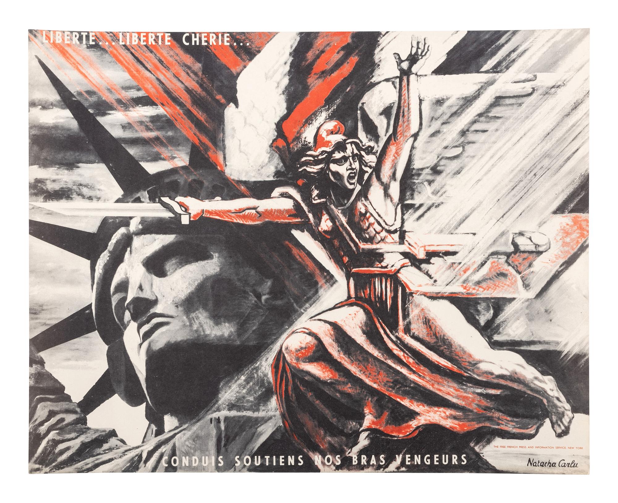 [WORLD WAR II]. A pair of French World War II posters featuring artwork by Jean and Natacha Carlu, comprising: