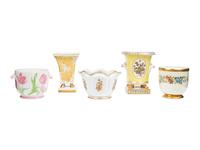 Five Mottahedeh Porcelain Cache Pots