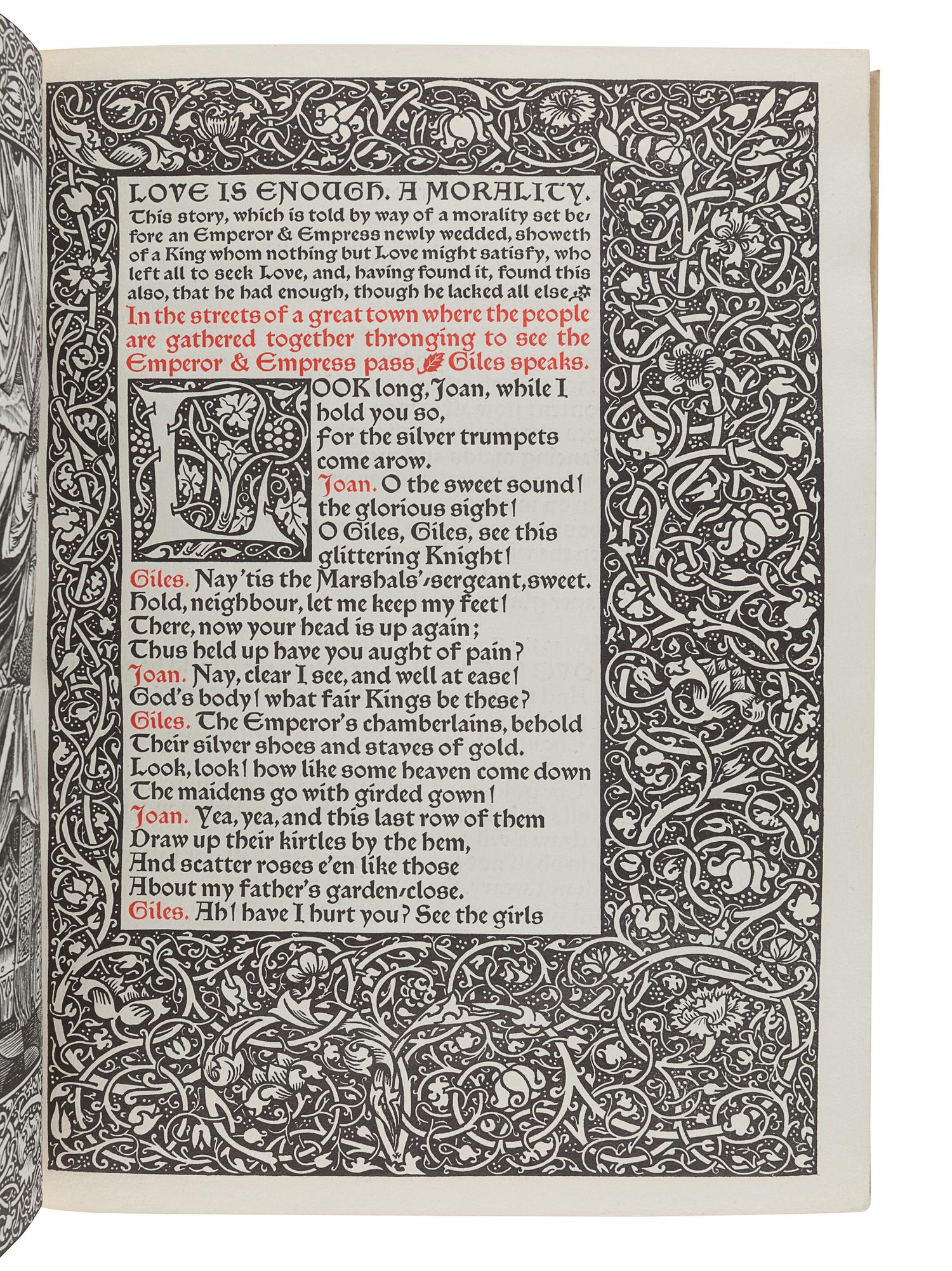 [KELMSCOTT PRESS]. MORRIS, William (1834-1896). Love is Enough . Hammersmith: The Kelmscott Press, 1897.