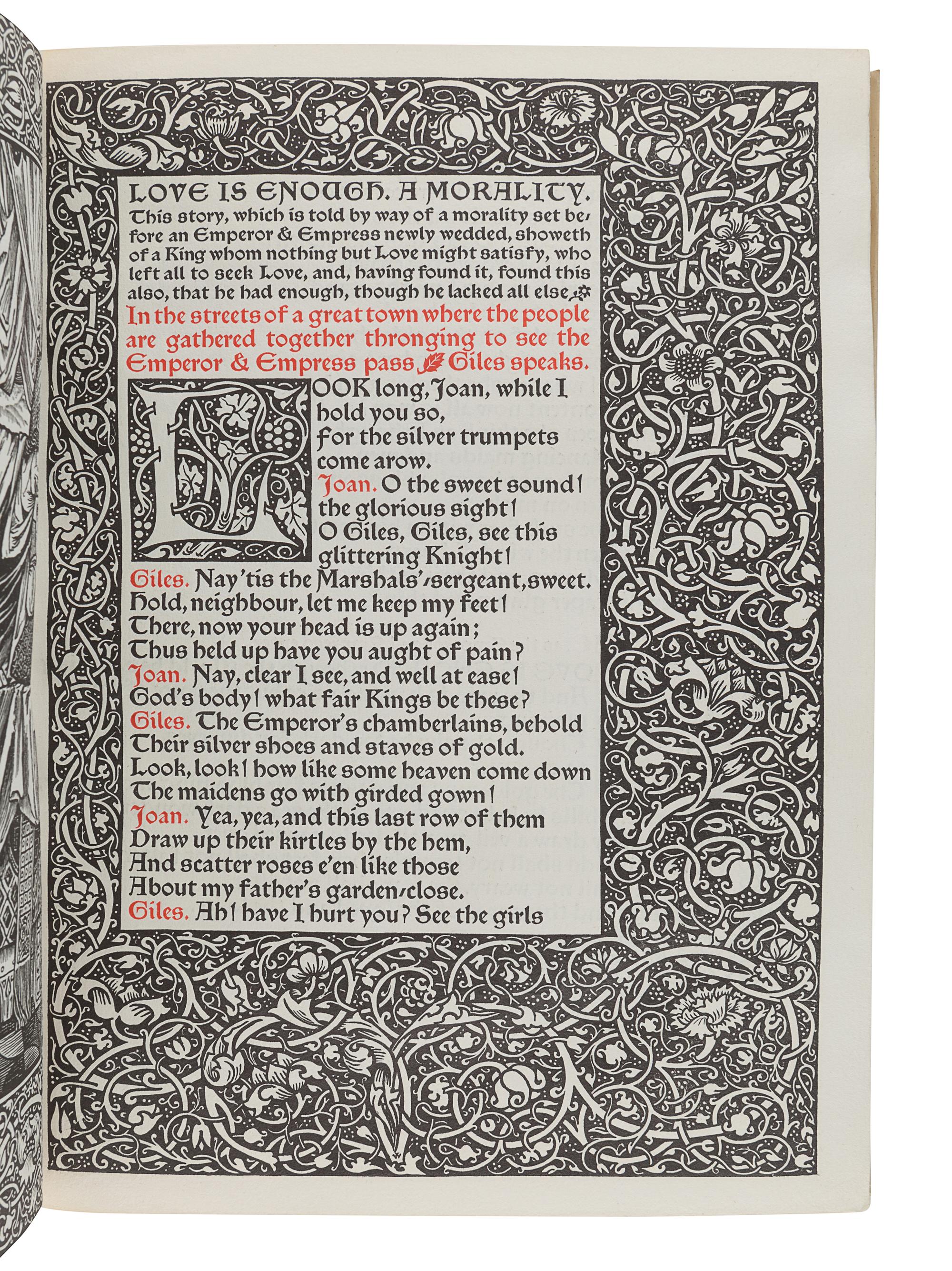 [KELMSCOTT PRESS]. MORRIS, William (1834-1896). Love is Enough . Hammersmith: The Kelmscott Press, 1897.