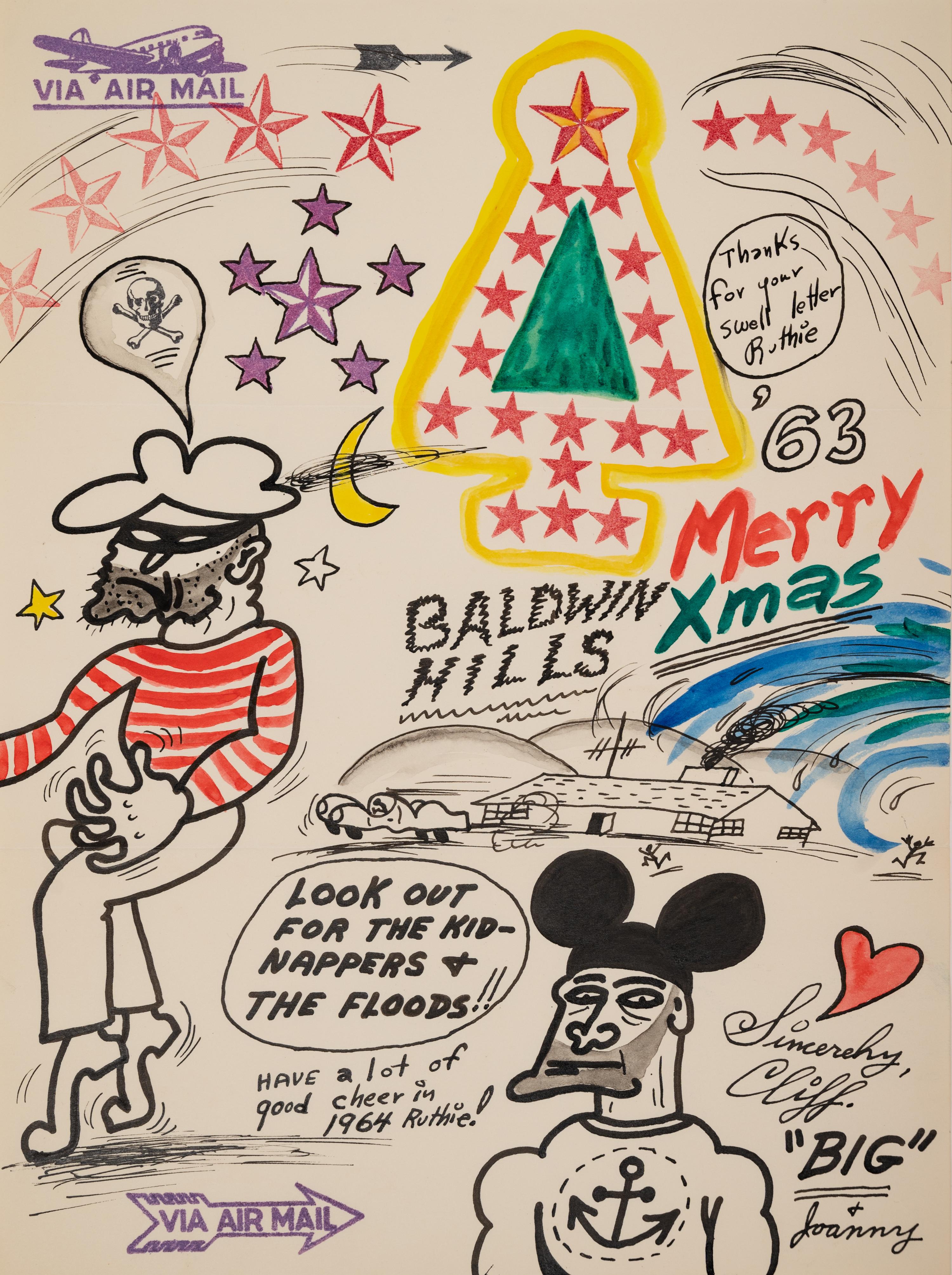 Dear Ruthie... , 1963 (two page letter drawing to the Artist's maternal aunt Ruth Marchant)