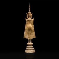 A Thai gilt lacquered bronze standing Buddha 泰国漆金佛造像立像