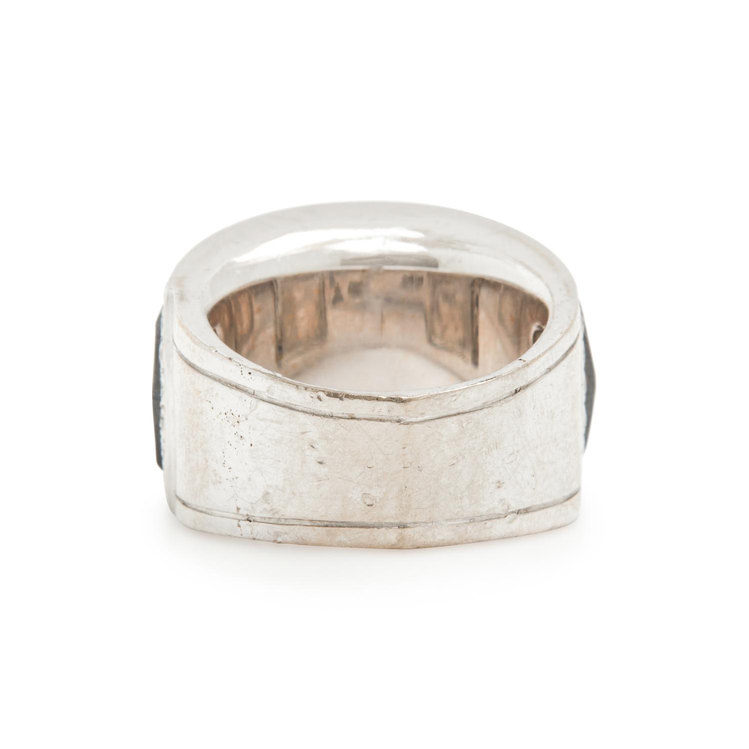 STEPHEN WEBSTER, WHITE GOLD, HEMATITE, AND DIAMOND RING