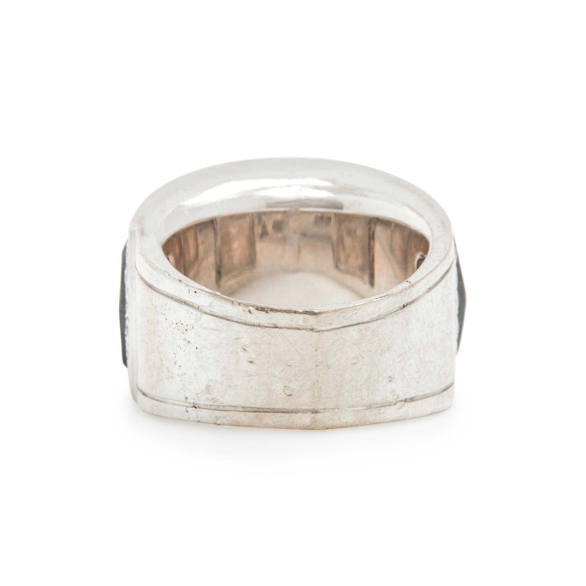 STEPHEN WEBSTER, WHITE GOLD, HEMATITE, AND DIAMOND RING