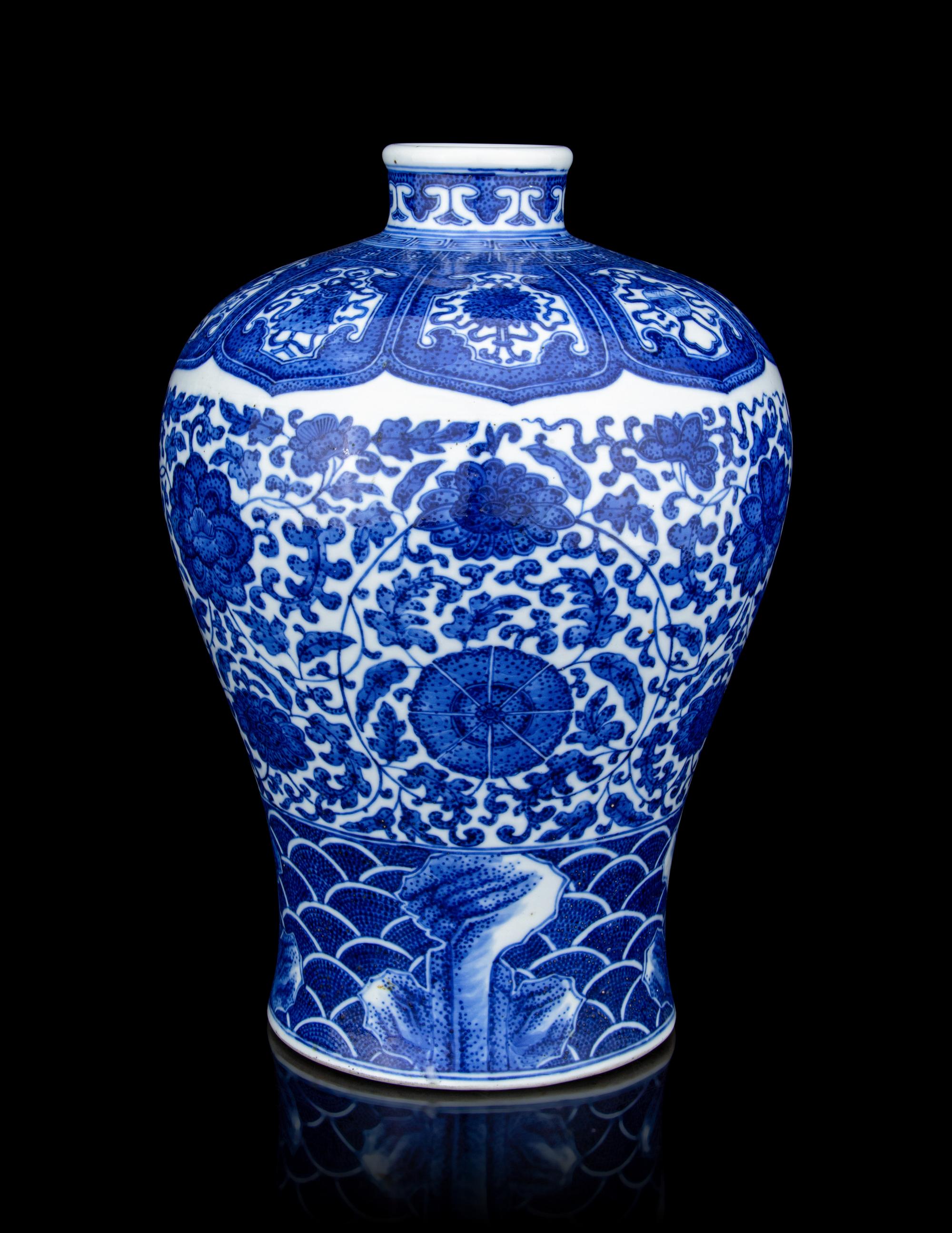 A Blue and White Porcelain Meiping Vase