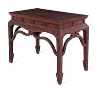 A Chinese Carved and Red Painted Writing Table