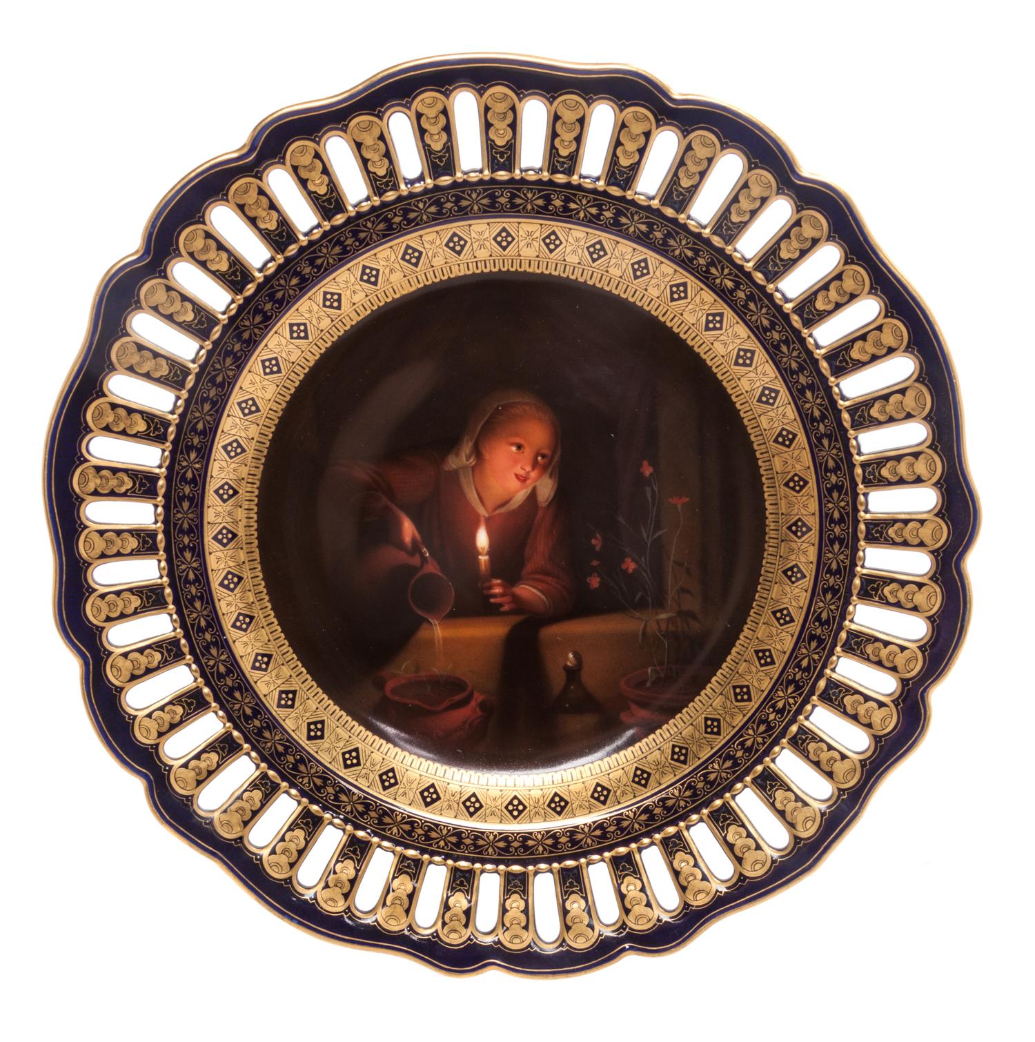 A Meissen Reticulated Porcelain Cabinet Plate Diameter 9 1/2 inches.