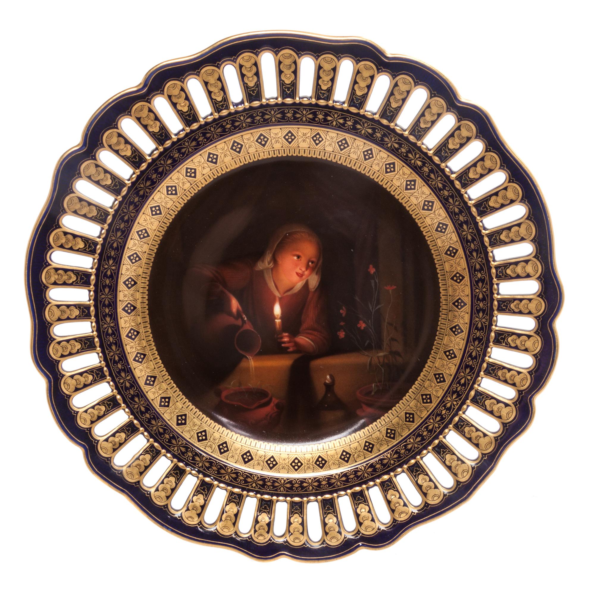 A Meissen Reticulated Porcelain Cabinet Plate Diameter 9 1/2 inches.
