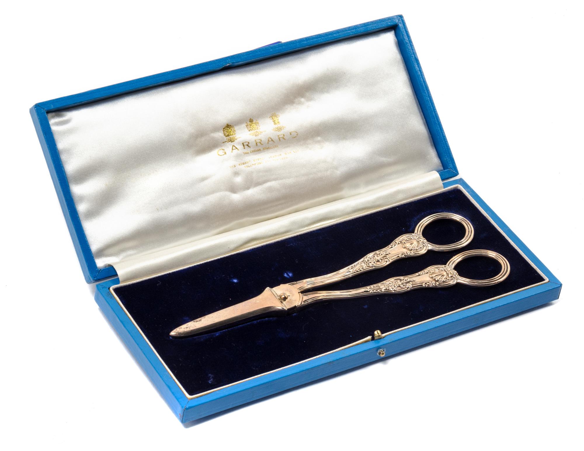 A Pair of English Silver Gilt Grape Shears Length 7 5/8 inches, weight 3 ozt. 79 dwt. — By Garrard, London, 1879