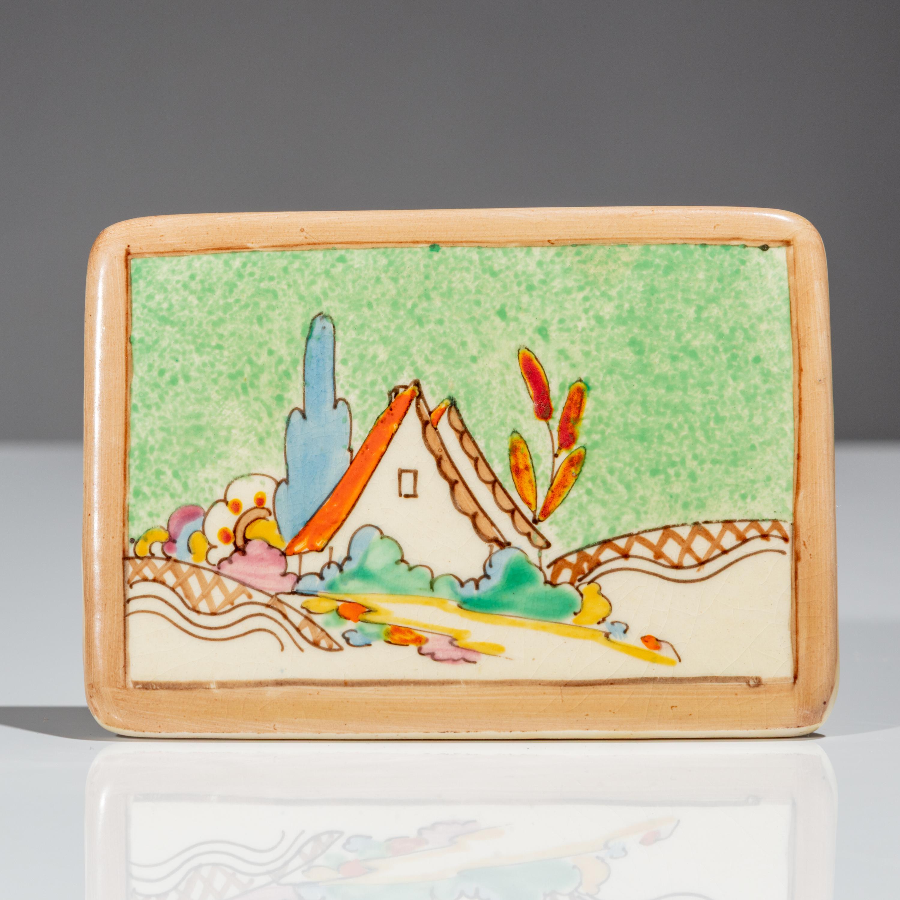 Clarice Cliff (English, 1899–1972) — Three Advertising Plaques, Chalet, Coral Firs and Brookfields patterns