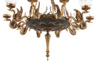 A Neoclassical Style Gilt Metal and Glass Fixture