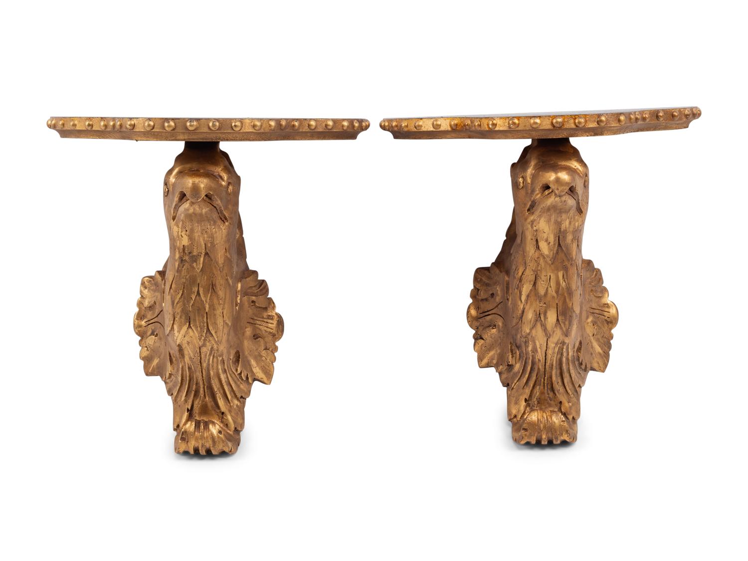 A Pair of Continental Giltwood Eagle Wall Brackets