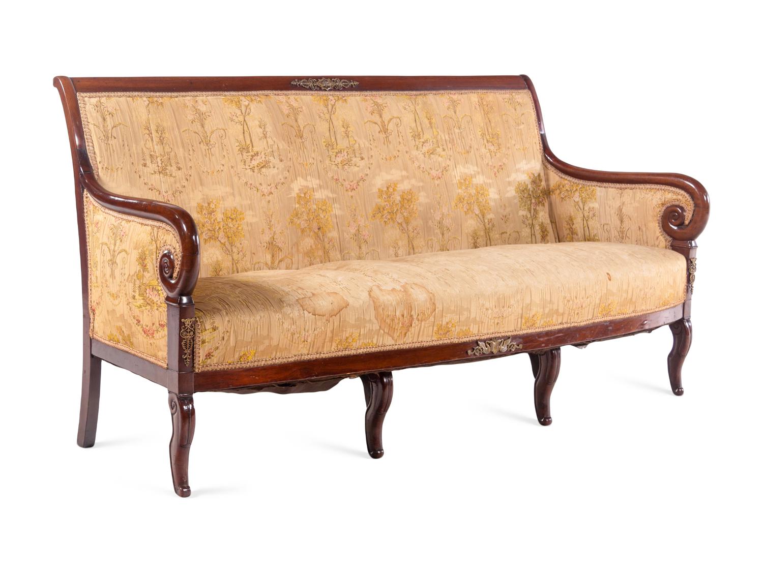 An Empire Gilt Metal Mounted Mahogany Canapé