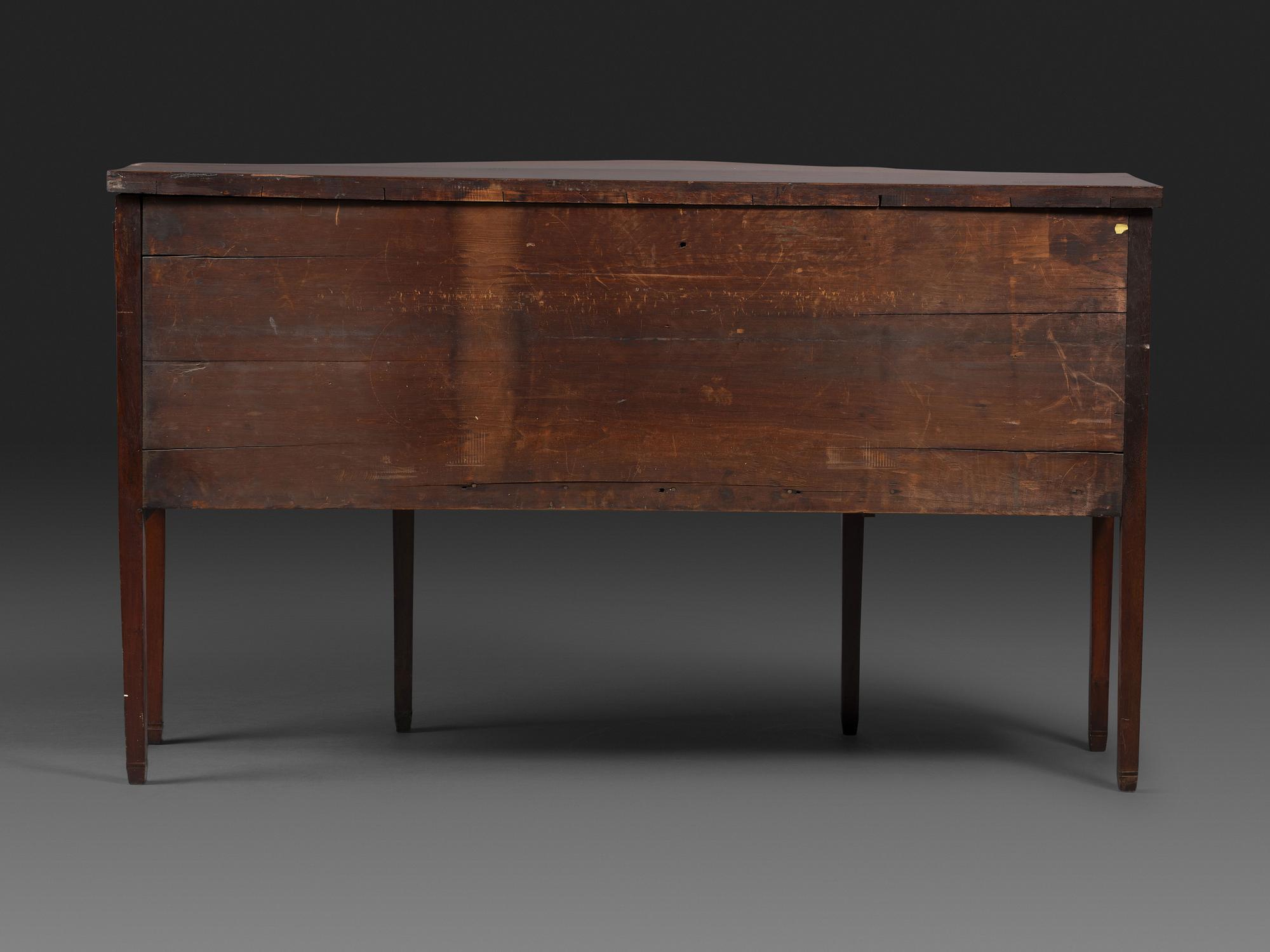 A Federal Fan-Inlaid and Figured Mahogany Serpentine Sideboard