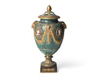 A Wedgwood Creamware Crystalline and Parcel Gilt Covered Flower Urn