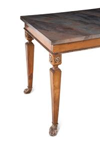 An Italian Carved Walnut Marble-Top Console Table