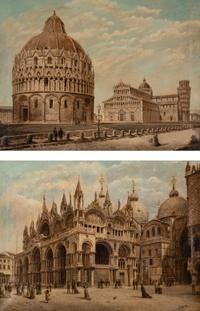 View of Piazza San Marco, Venice and View of Pisa (a pair)