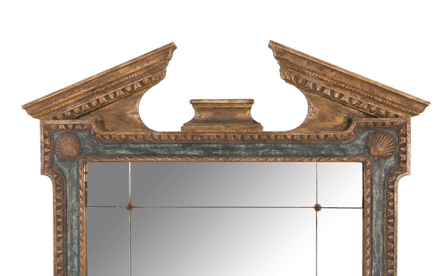 An Italian Neoclassical Style Painted and Parcel Gilt Mirror