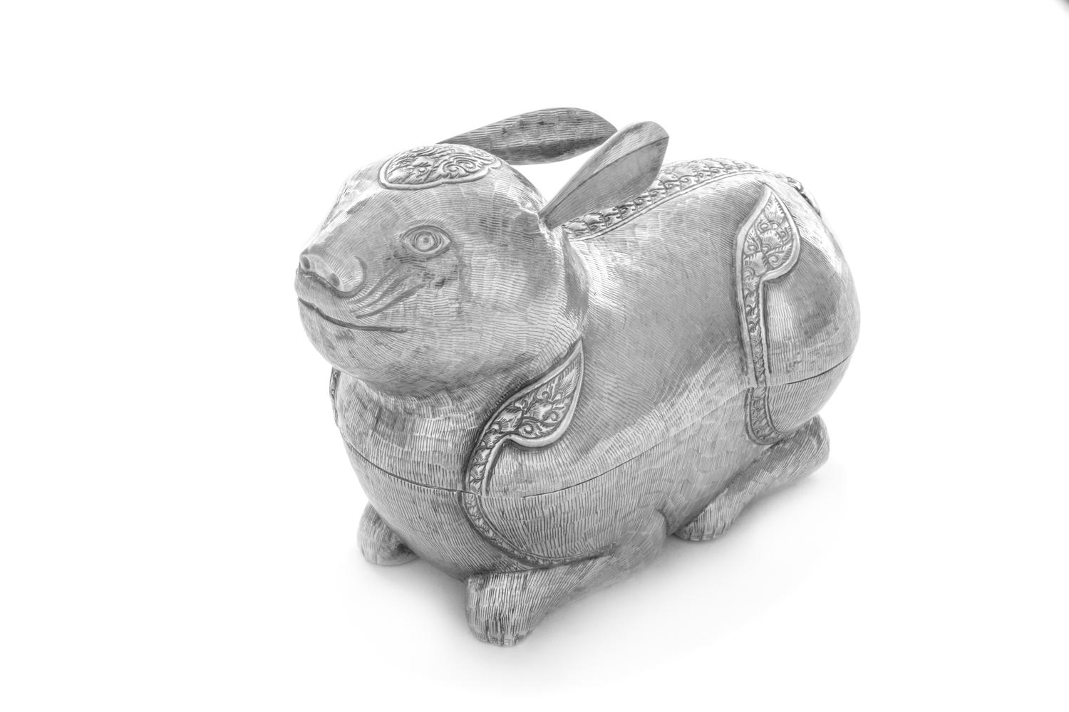 A Cambodian Silver Zoomorphic Table Casket