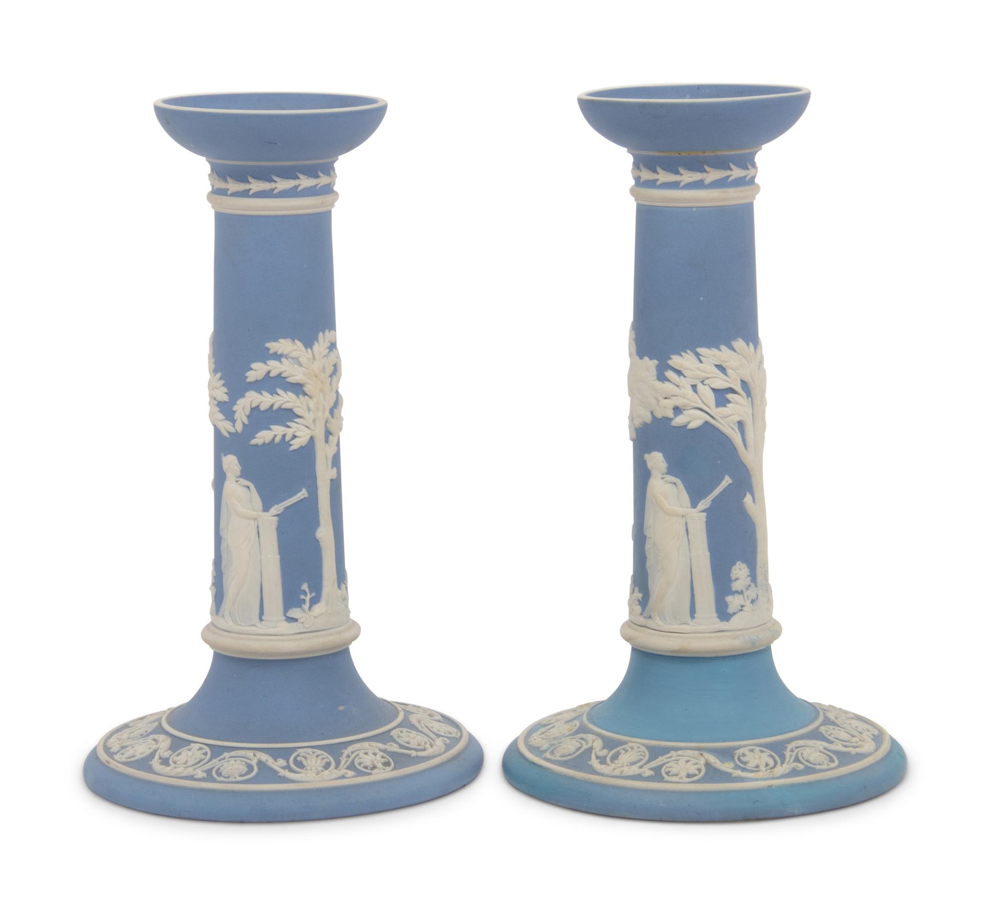A Pair of Wedgwood Jasperware Candlesticks