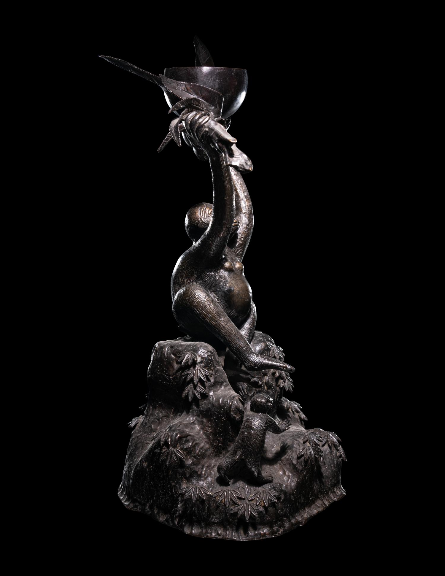 Two Japanese Bronze Figural Groups