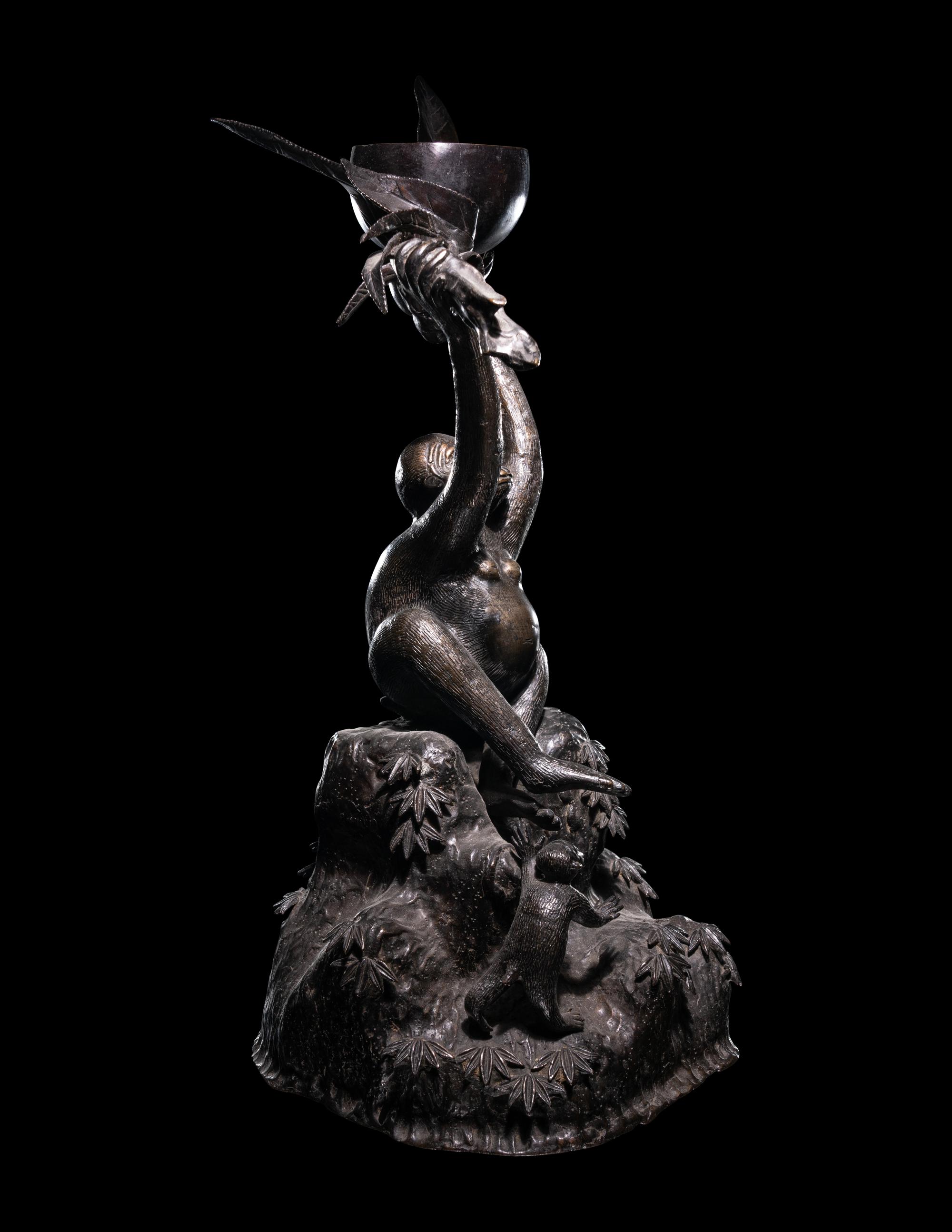 Two Japanese Bronze Figural Groups
