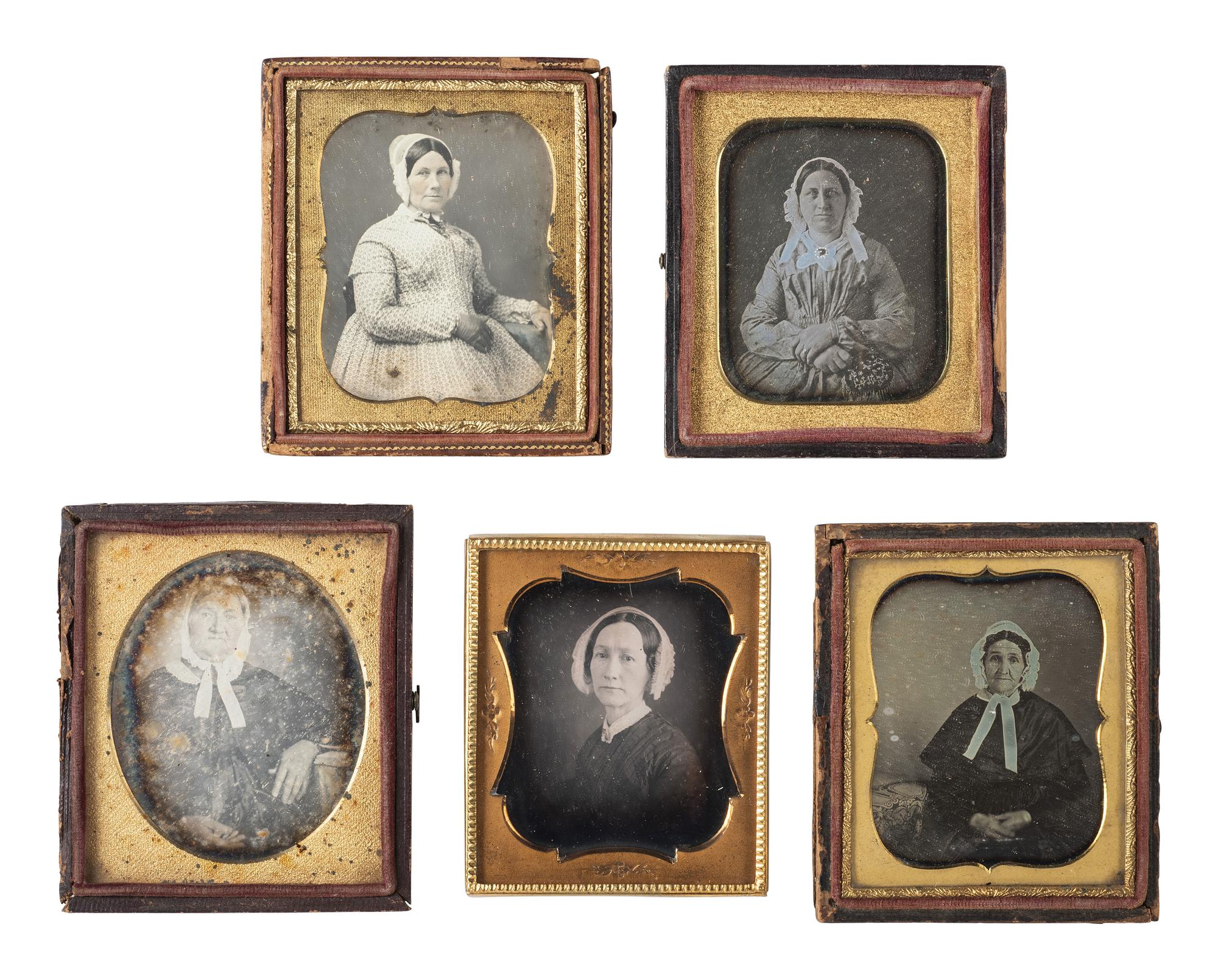 [EARLY PHOTOGRAPHY]. 30 sixth plate daguerreotypes of serious women of varying ages.
