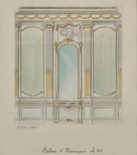 Attributed to Eugène Dienst (French, 19th Century), A Group of Six Hand-Drawn and Painted Studies of French Interiors