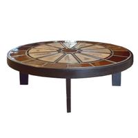 A Tile and Wood Coffee Table by Roger Capron 40.5" W x 36" D x 12" H — France, Circa 1960