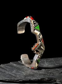 Silver and Mosaic Inlay Cuff Bracelet