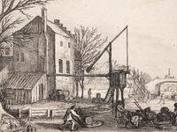 A group of five prints ( The Brewery by a Frozen Canal; The Repast Under the Tent; The Village Gateway; Untitled (Archway Over the Road); Untitled (View of a Walled Town) )