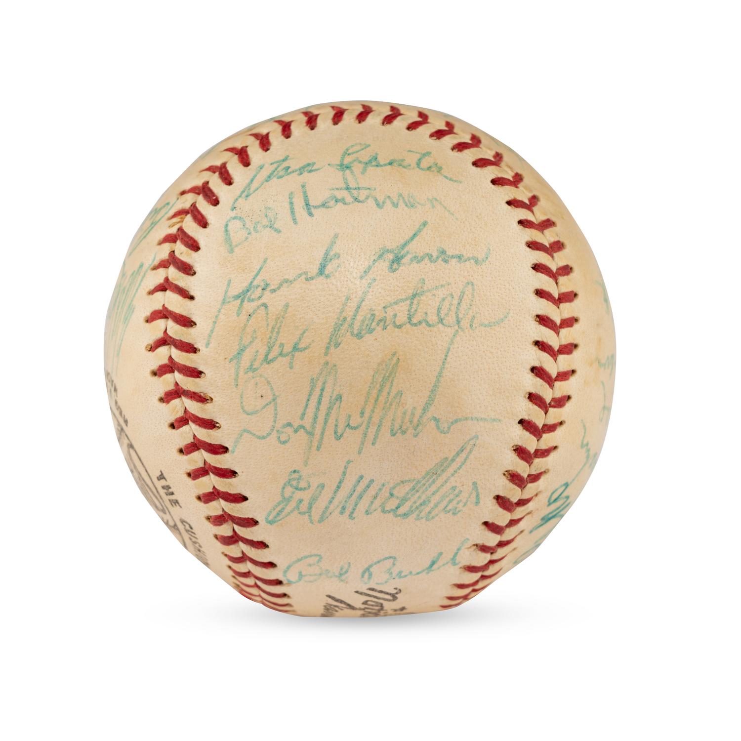 A 1959 Milwaukee Braves Team Signed Autograph Baseball Featuring Hank Aaron (Beckett Authentication Services)