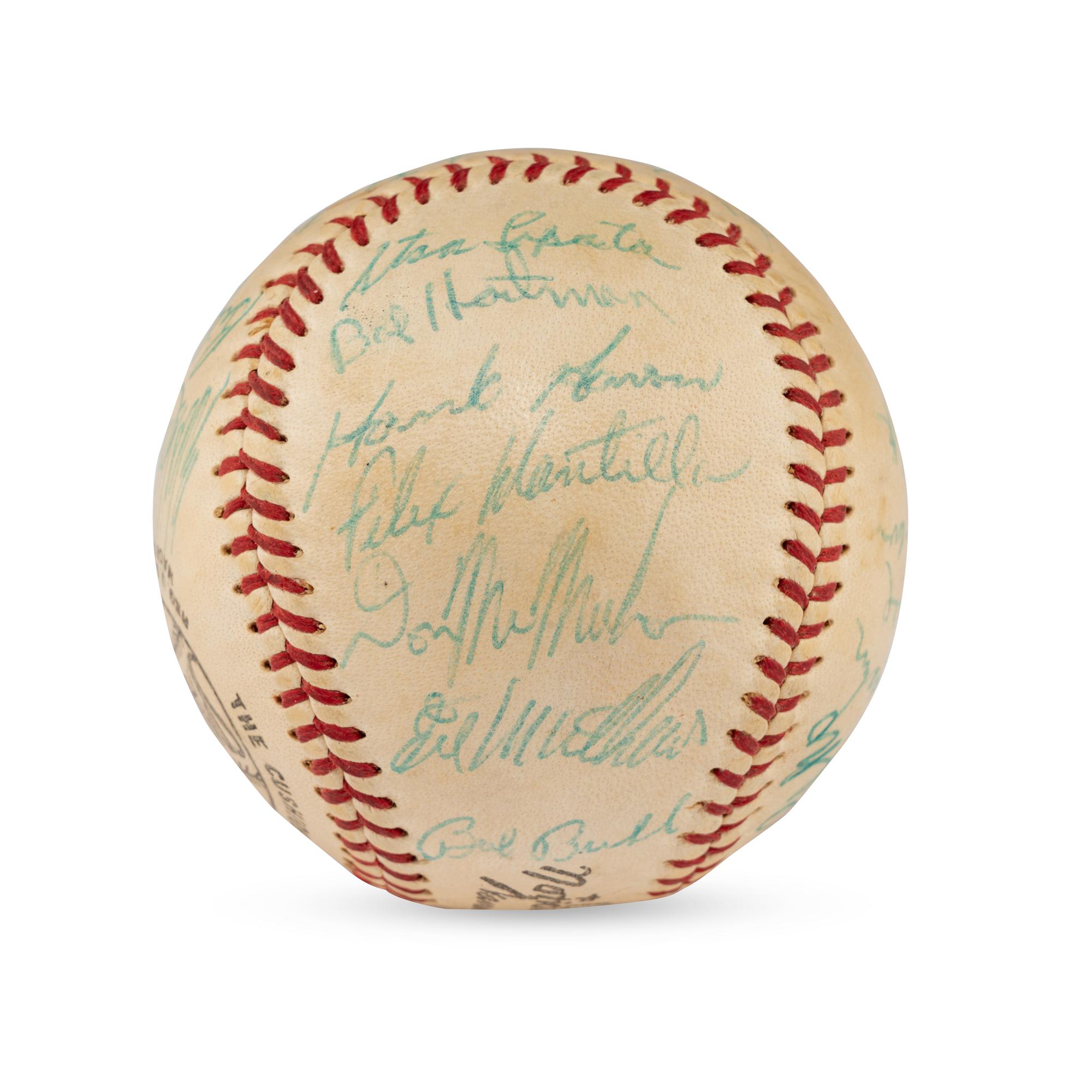 A 1959 Milwaukee Braves Team Signed Autograph Baseball Featuring Hank Aaron (Beckett Authentication Services)