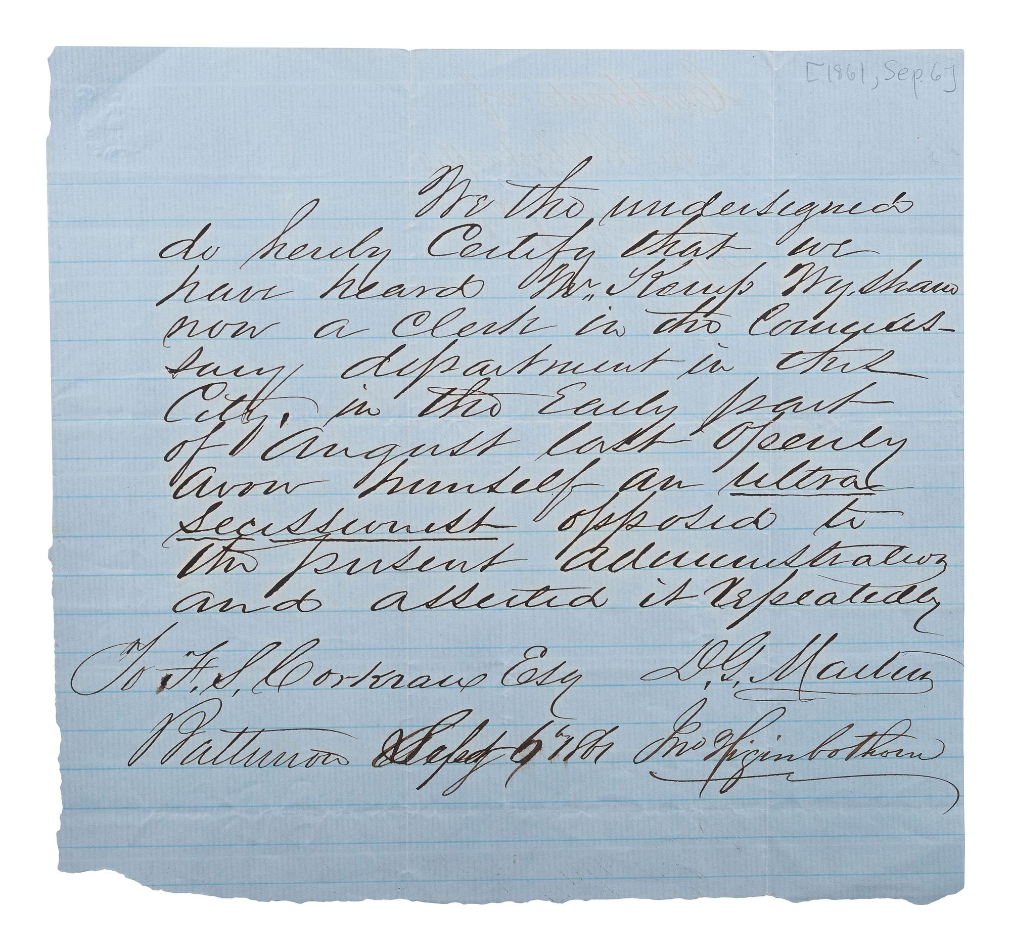 [SLAVERY & ABOLITION] -- [COCKRAN, Francis S. (1814-1886)]. Archive of letters to Maryland abolitionist and Underground Railroad supporter, comprising: