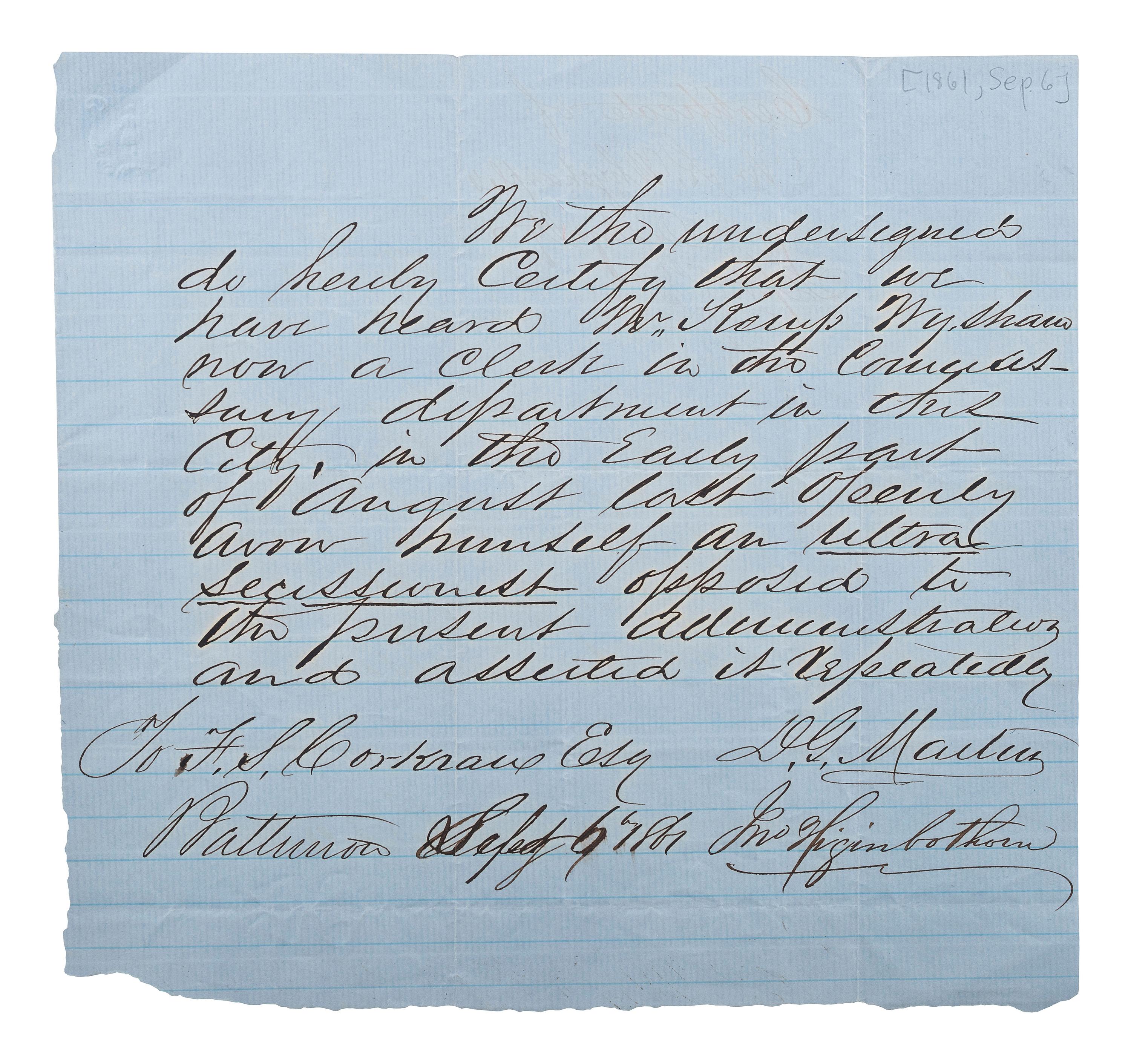 [SLAVERY & ABOLITION] -- [COCKRAN, Francis S. (1814-1886)]. Archive of letters to Maryland abolitionist and Underground Railroad supporter, comprising: