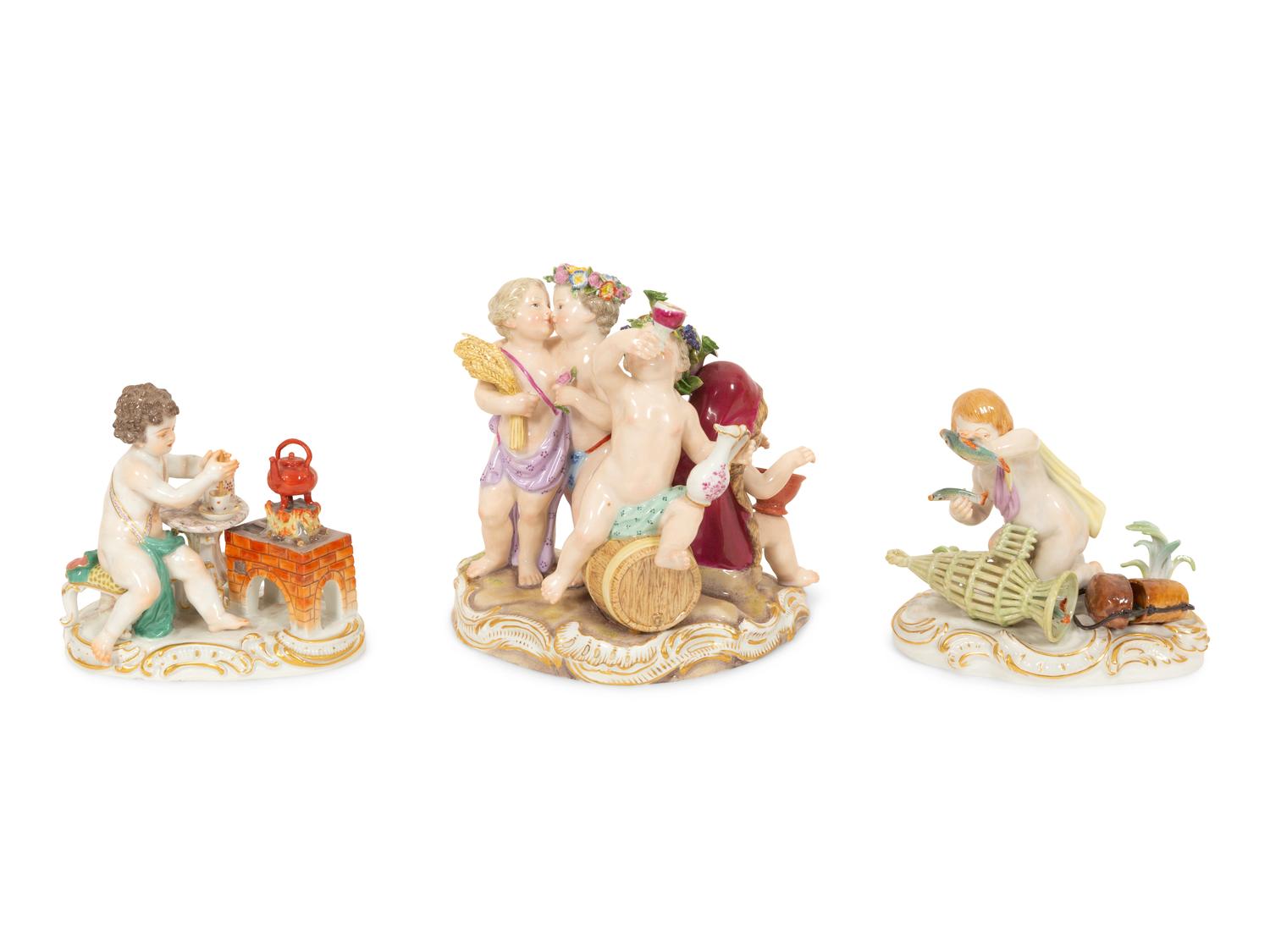 Three Meissen Porcelain Figural Groups
