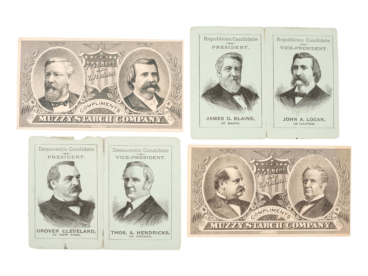 [1884 ELECTION]. A group of advertising cards and covers from the 1884 election, including: