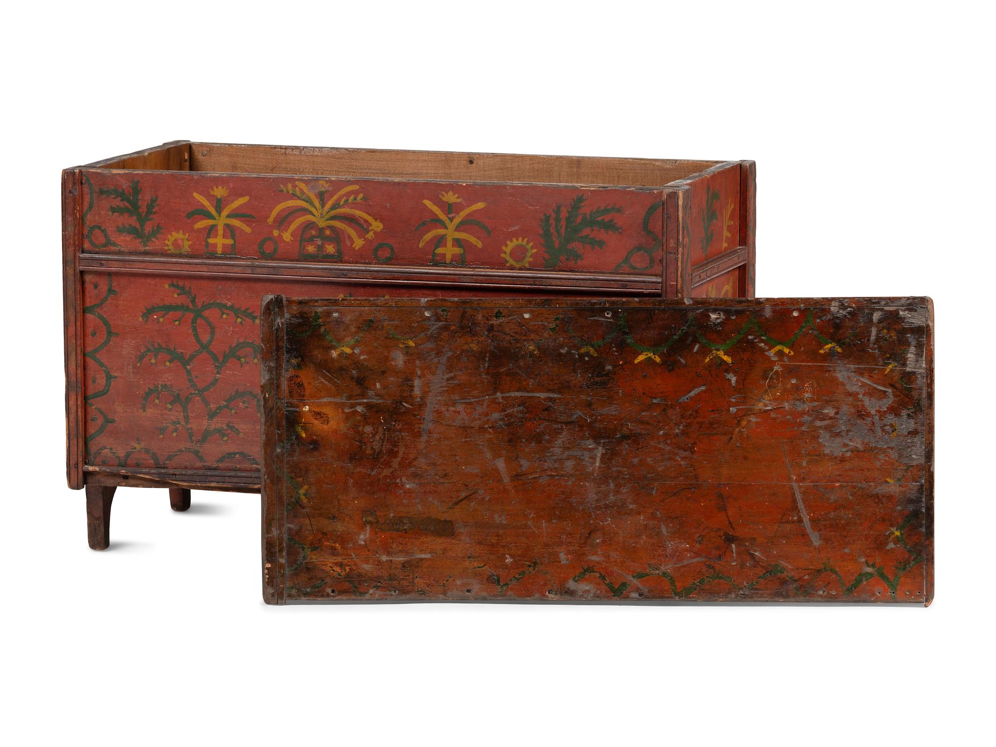 An African American Painted Cherrywood Blanket Chest