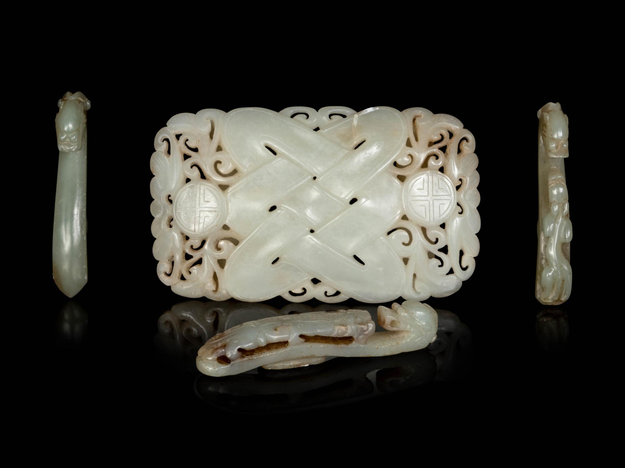 Four Chinese Jade Belt Ornaments