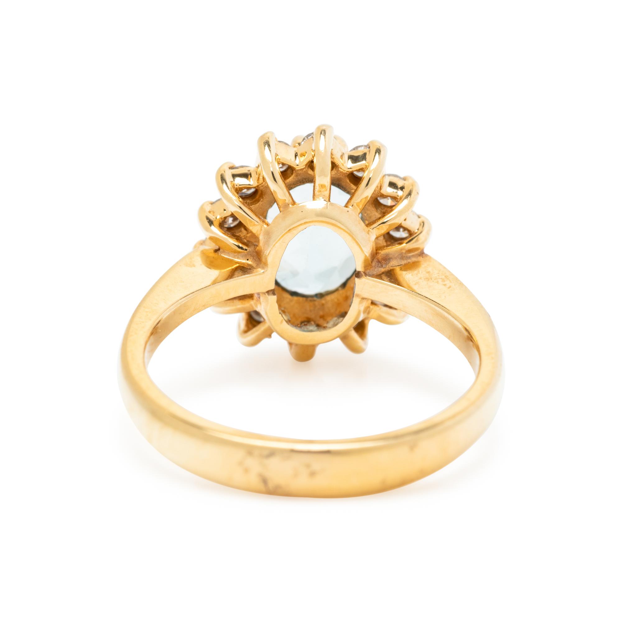 AQUAMARINE AND DIAMOND RING