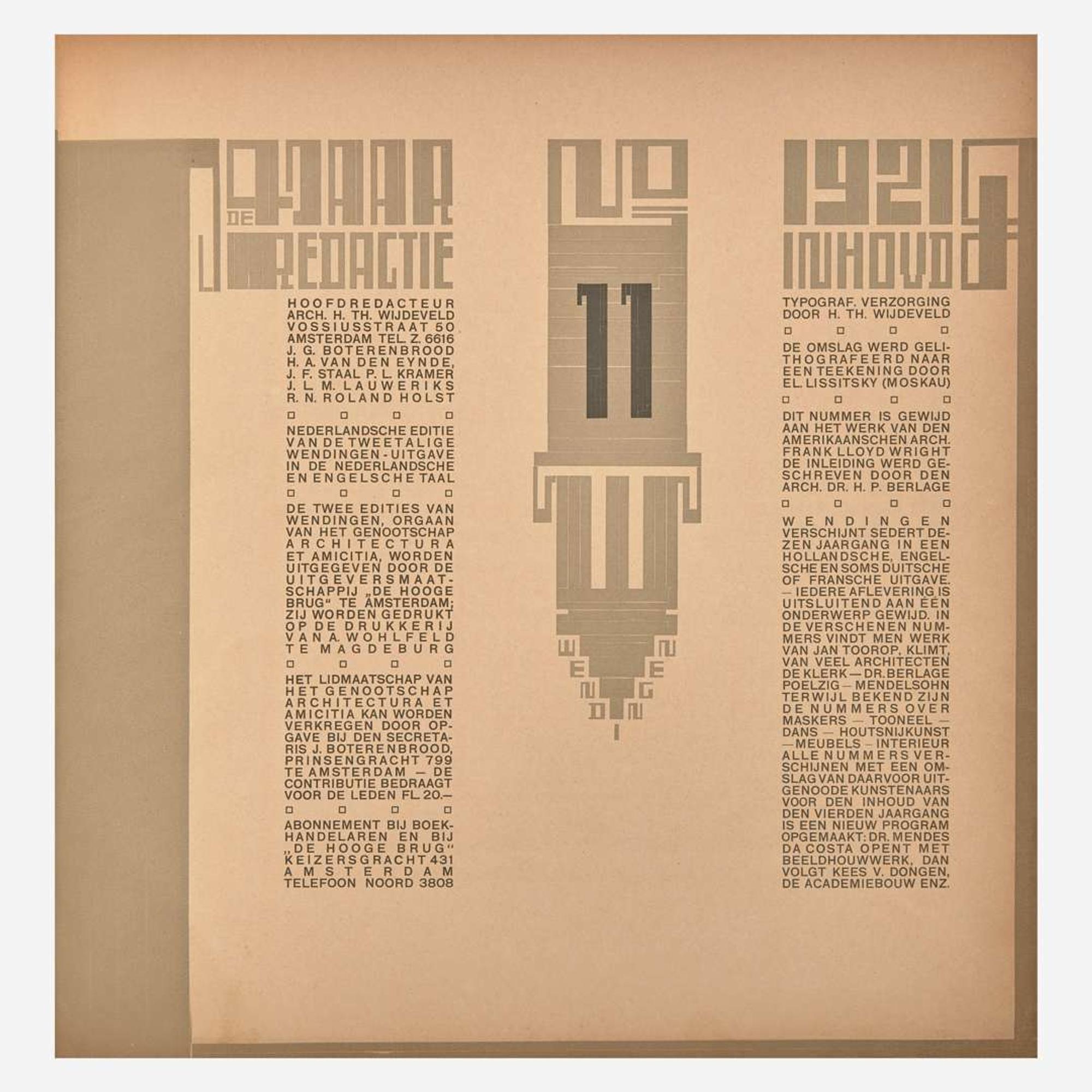 [Architecture] [Wright, Frank Lloyd, and El Lissitzky] Wendingen