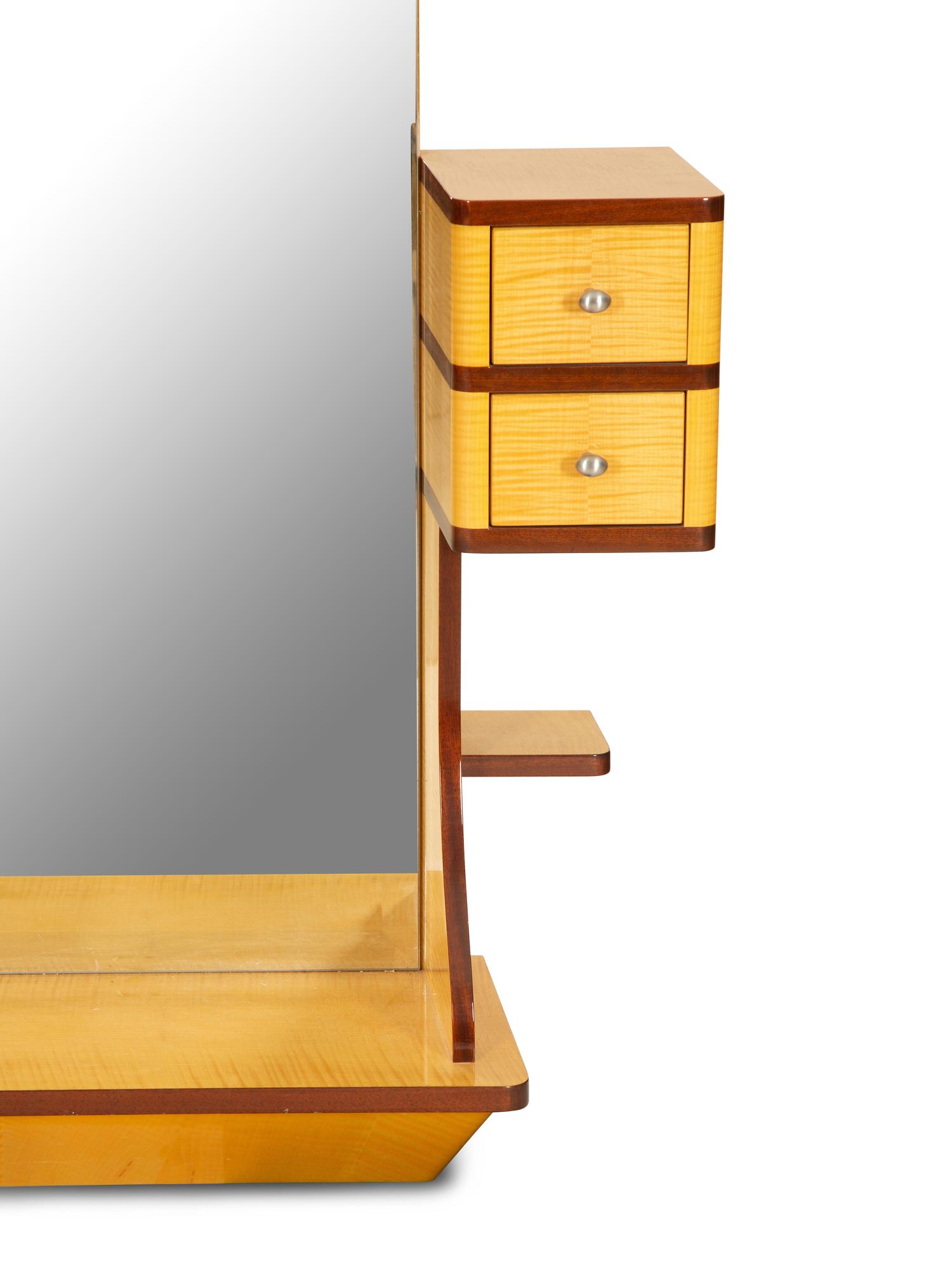 An Art Deco Style Satinwood Vanity with Mirror Back — 20th Century