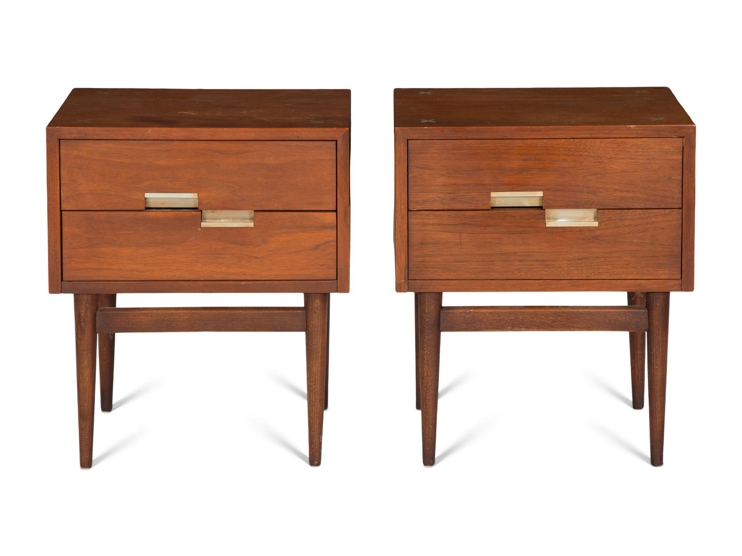 Pair of Accord Walnut Bedside Stands American of Martinsville, USA